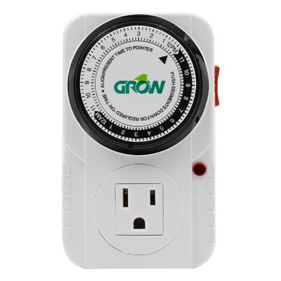 Grow1 Timer Analog Mechanical Single Outlet 15 minute minimum up to 48 cycles/ day 120 volt