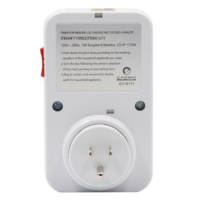 Grow1 Timer Analog Mechanical Single Outlet 15 minute minimum up to 48 cycles/ day 120 volt