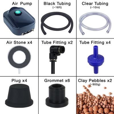 Grow1 Deep Water Culture DWC 4 Bucket + Reservoir Complete Kit