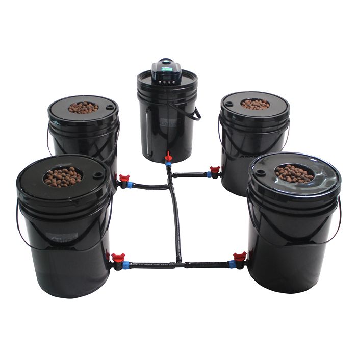 Grow1 Deep Water Culture DWC 4 Bucket + Reservoir Complete Kit