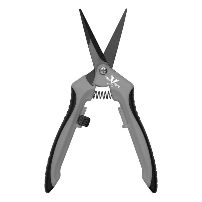 Piranha Pruner Trimming Scissors Curved Blade Fluorine Coated 2 inch Grey