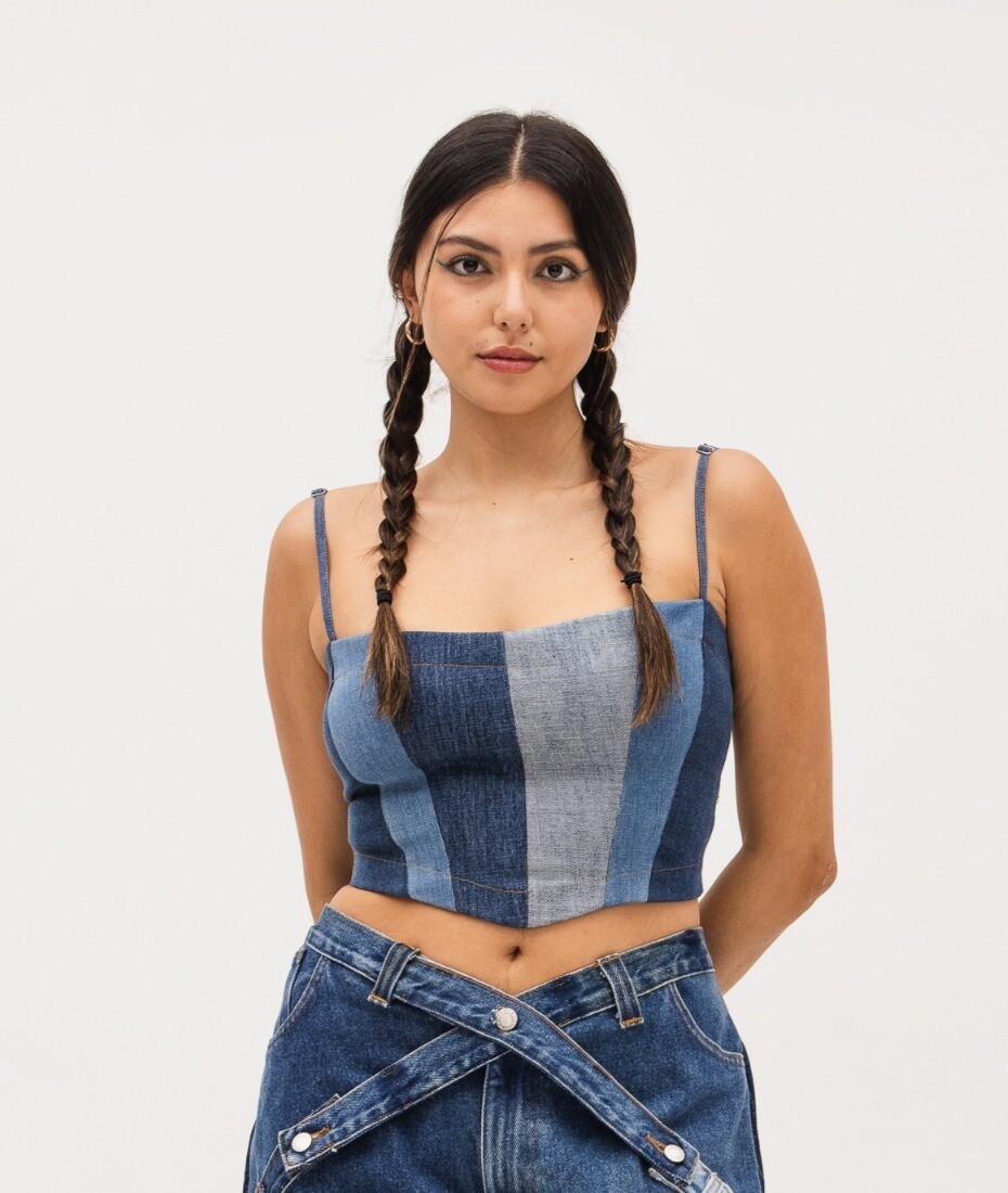 The Multitoned Denim Corset