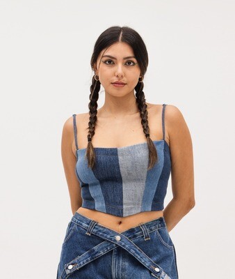 The Multitoned Denim Corset