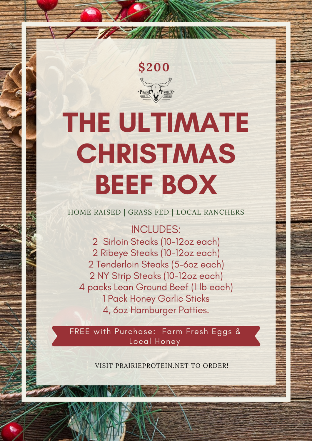 The Ultimate Christmas Beef Box ( With Free Farm Fresh Eggs & Honey)