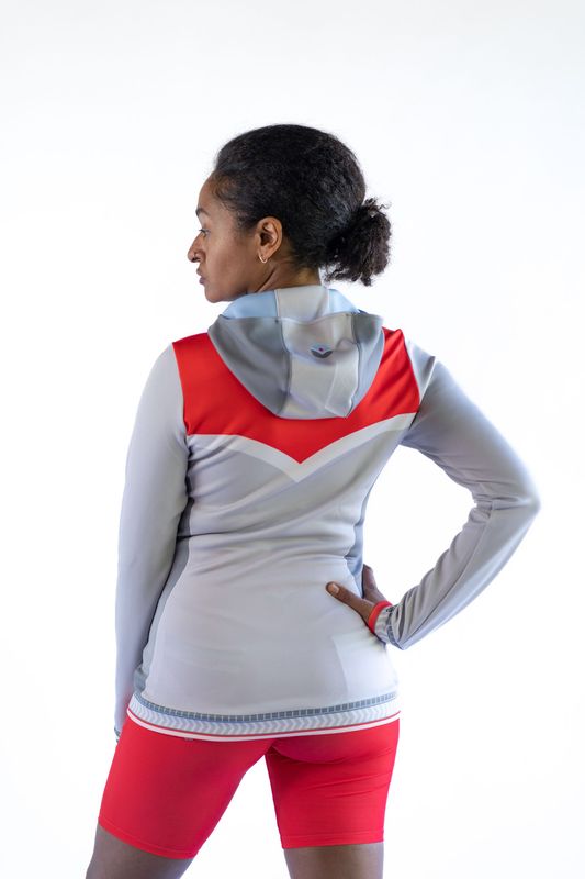 Hoodie PITCH grey-red
