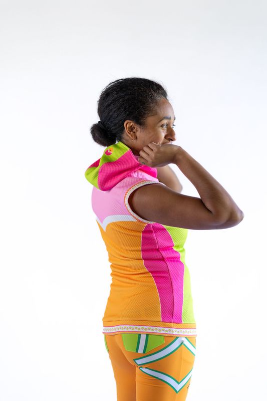 Hoodie vest TEETIME pink-green-orange