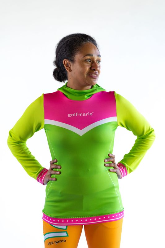 Hoodie PITCH grün-pink