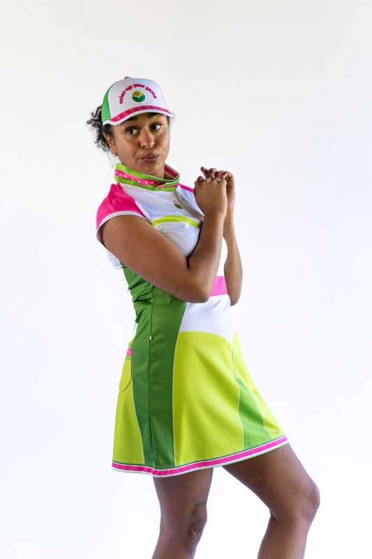 Dress LONGHITTER green-pink