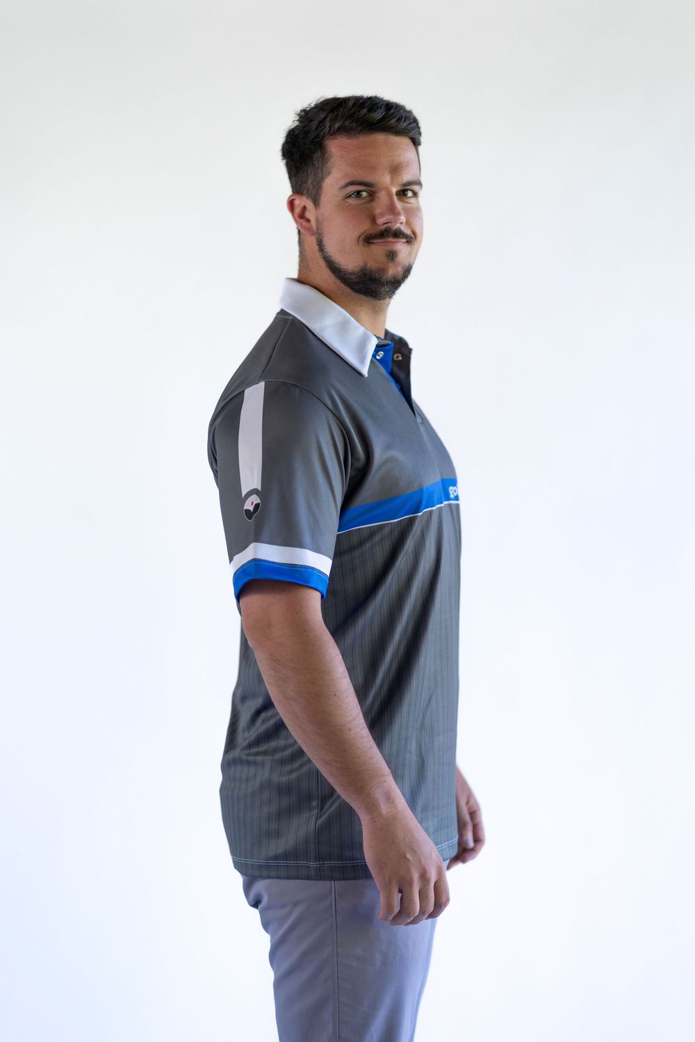 Polo MEN LONGDRIVE grau-blau