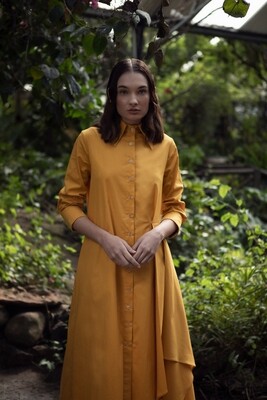 ROSE ASYMMETRICAL SHIRT DRESS (Mustard) ROSE ASYMMETRICAL SHIRT DRESS (Mustard)