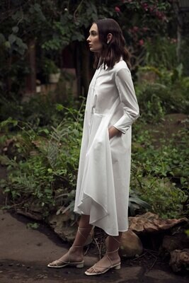 ROSE ASYMMETRICAL SHIRT DRESS (White) ROSE ASYMMETRICAL SHIRT DRESS (White)