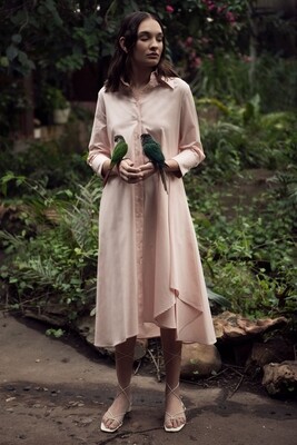 ROSE ASYMMETRICAL SHIRT DRESS (Pink) ROSE ASYMMETRICAL SHIRT DRESS (Pink)