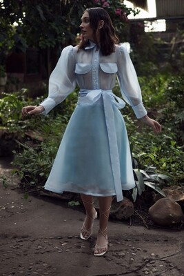 LIVIA SHEER LINED HALF CIRCLE SKIRT (Baby Blue) LIVIA SHEER LINED HALF CIRCLE SKIRT (Baby Blue)