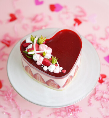 Valentine's Day Champagne Strawberry Mousse Cake