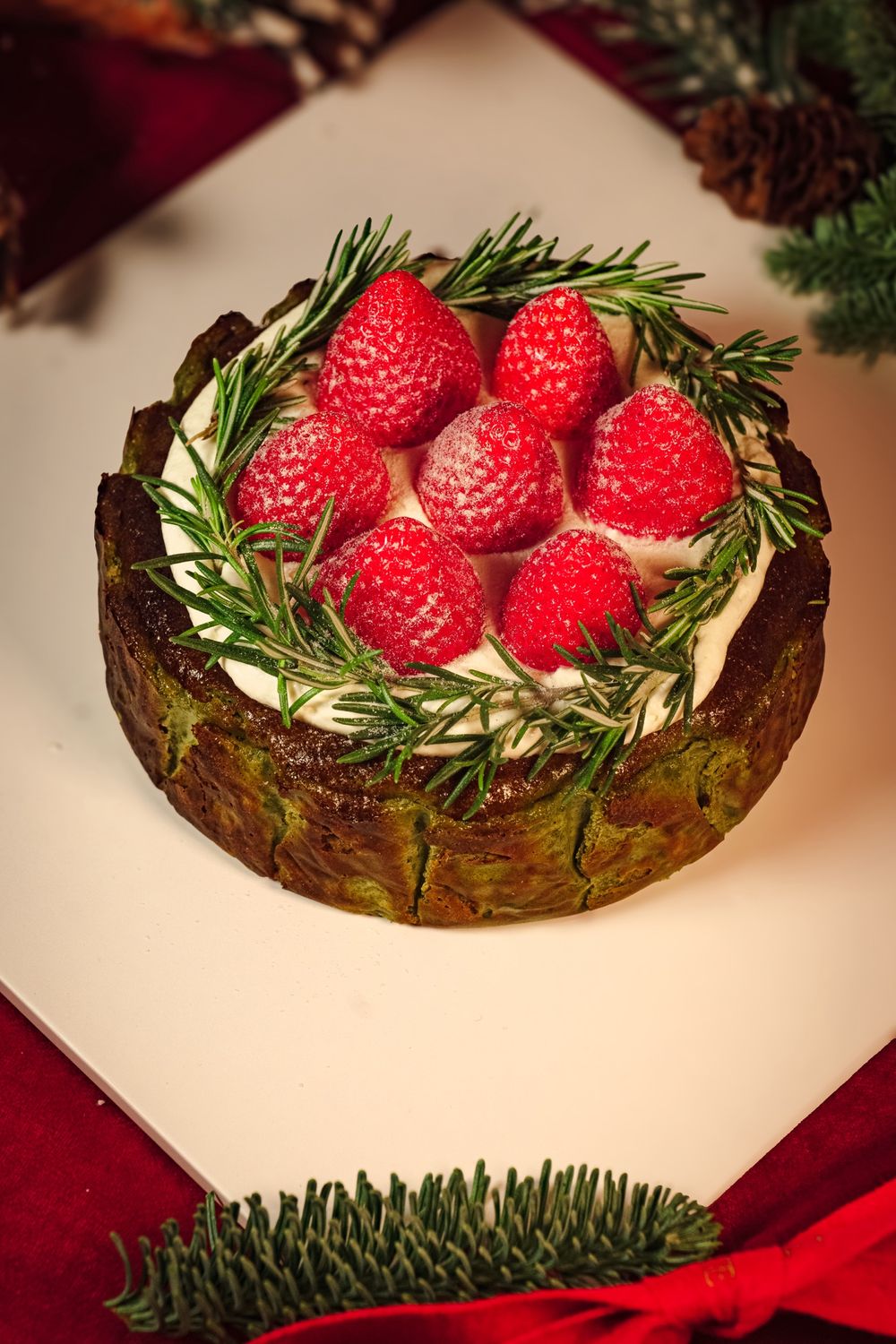 Strawberry Matcha Basque Cheesecake