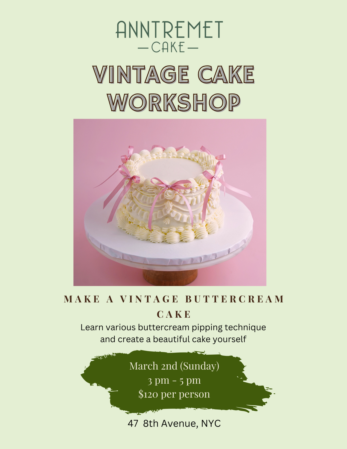 Vintage Cake Workshop March 2nd 2025