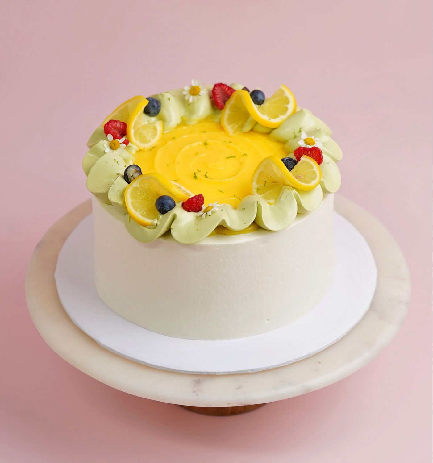 Lemon Matcha Fresh Cream Cake