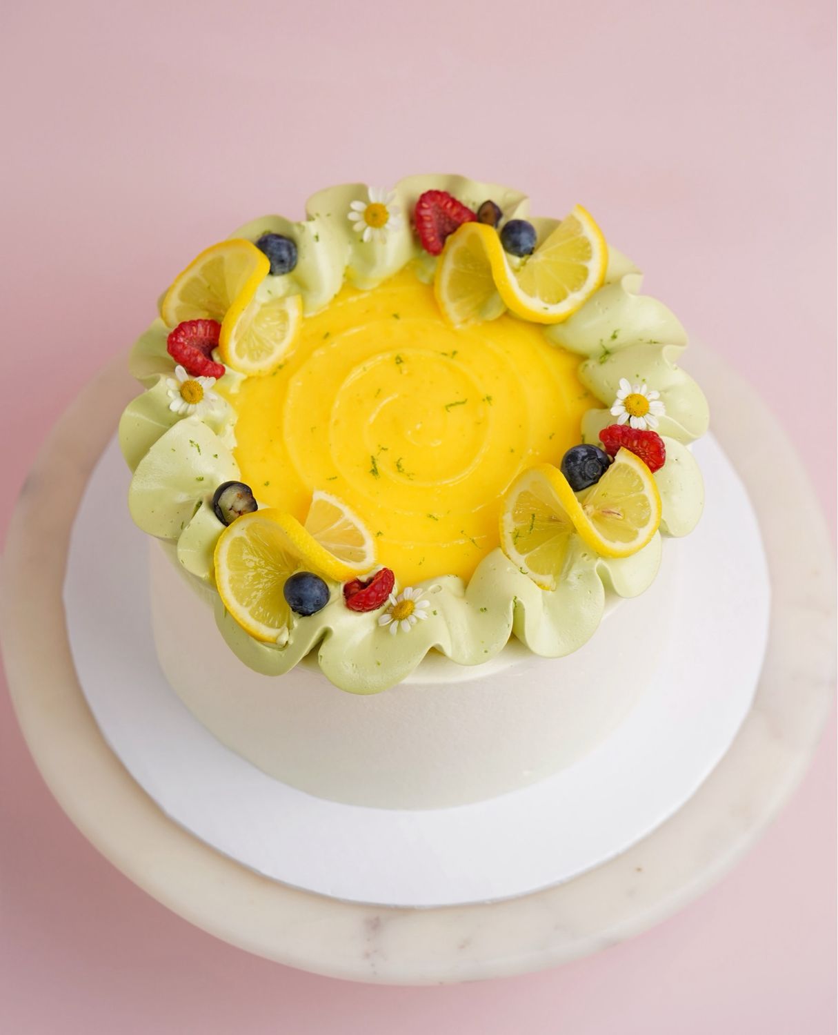 Lemon Matcha Fresh Cream Cake