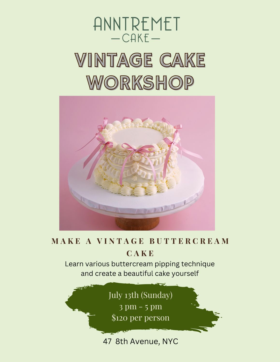 Vintage Cake Workshop July 13th 2025