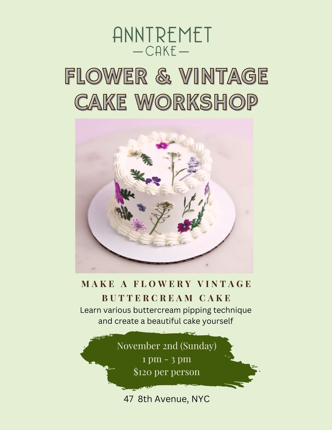 Flower &amp; Vintage Cake Workshop November 2nd 2025