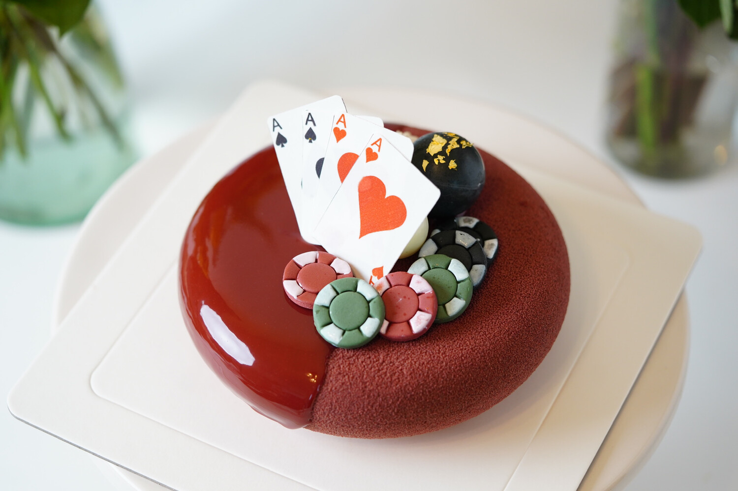 Poker Theme Mirror Glaze Cake