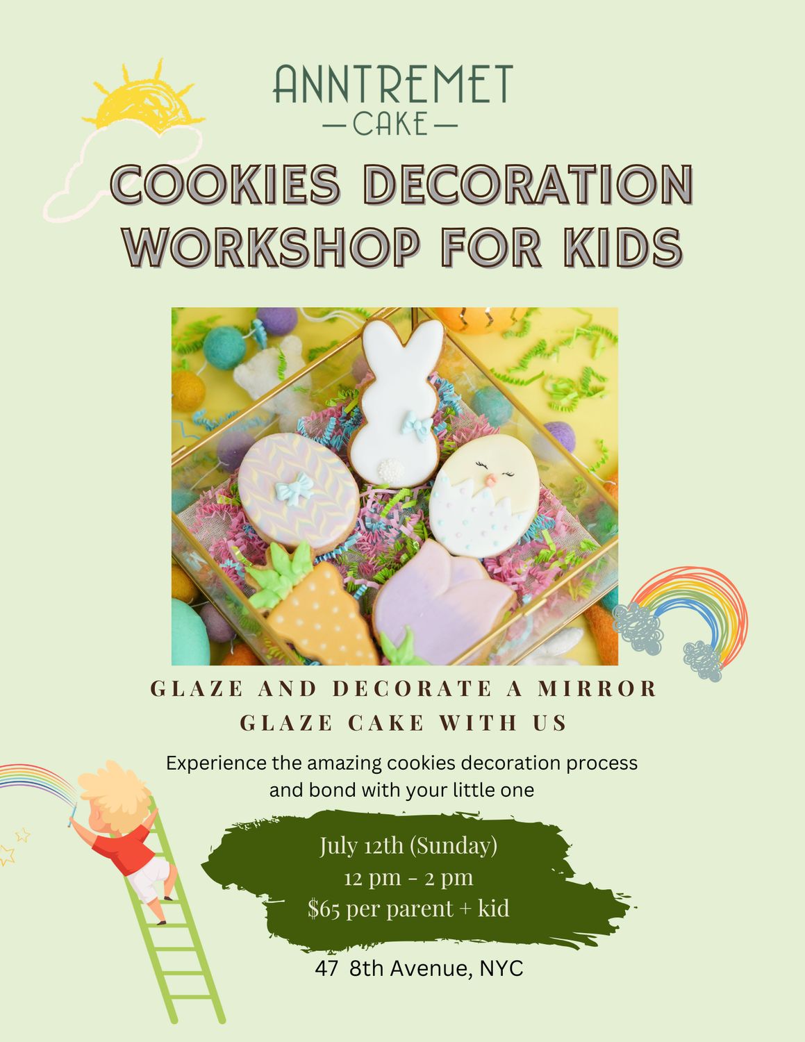Cookie Decoration Workshop July 12th 2026 12pm-2pm (Kid &amp; Parent)