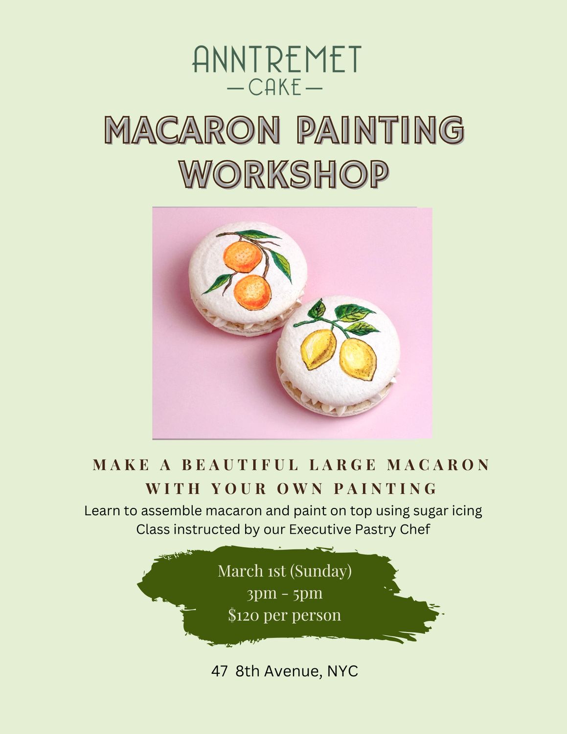 Macaron Painting Workshop March 1st 2026 3pm-5pm