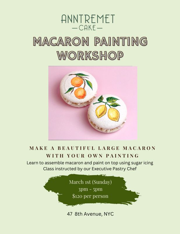 Macaron Painting Workshop March 1st 2026 3pm-5pm