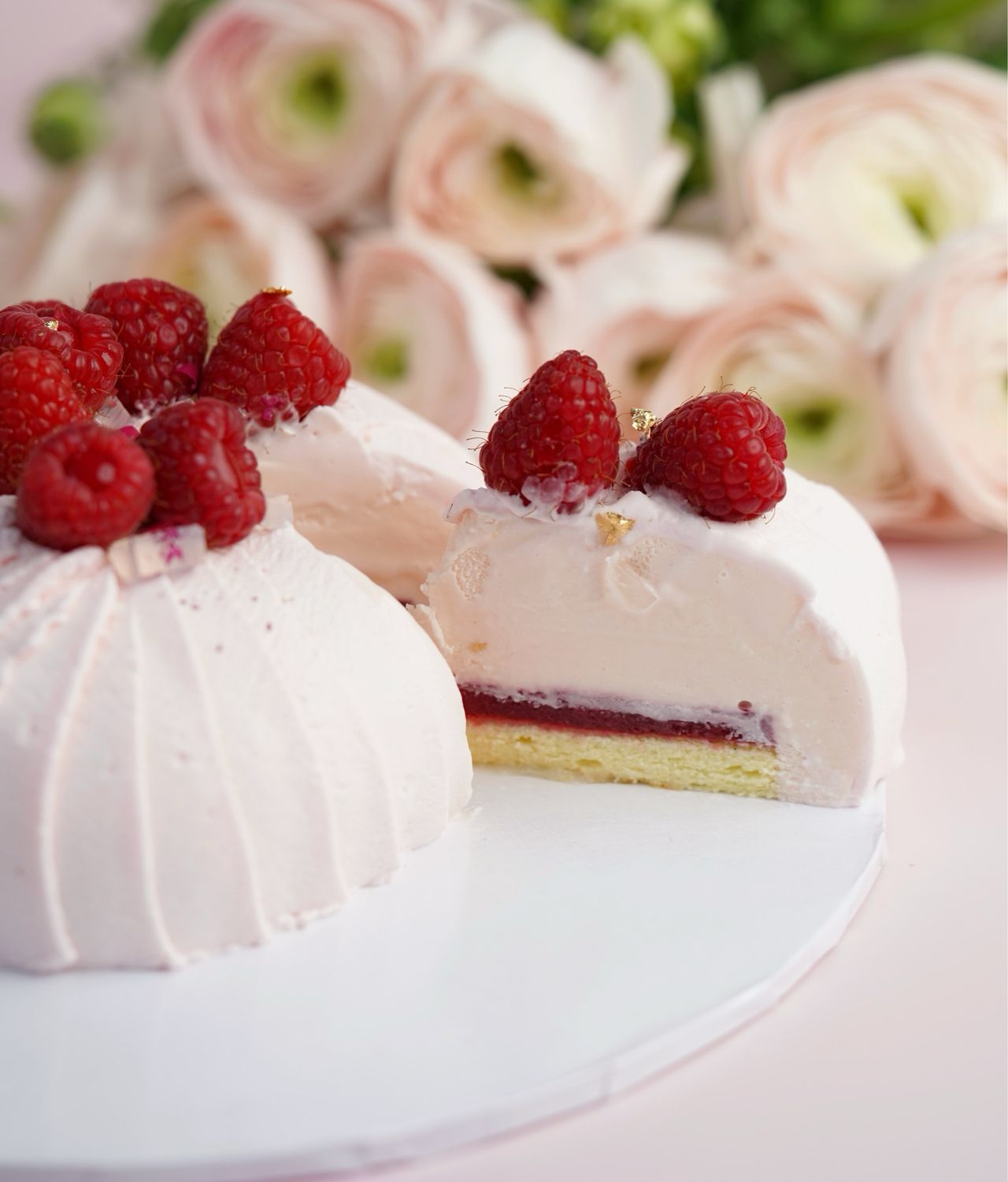 Valentine's Day Rose Raspberry Mousse Cake