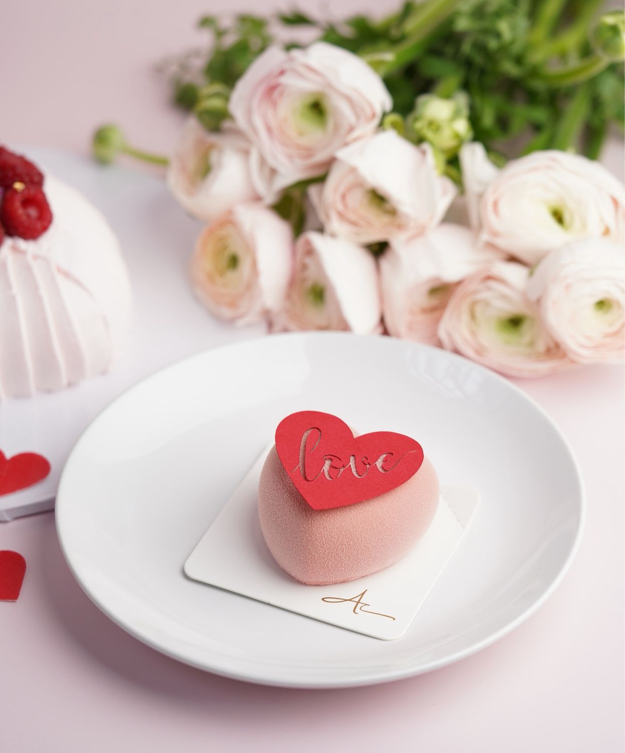 Valentine's Day Rose Raspberry Mousse Cake