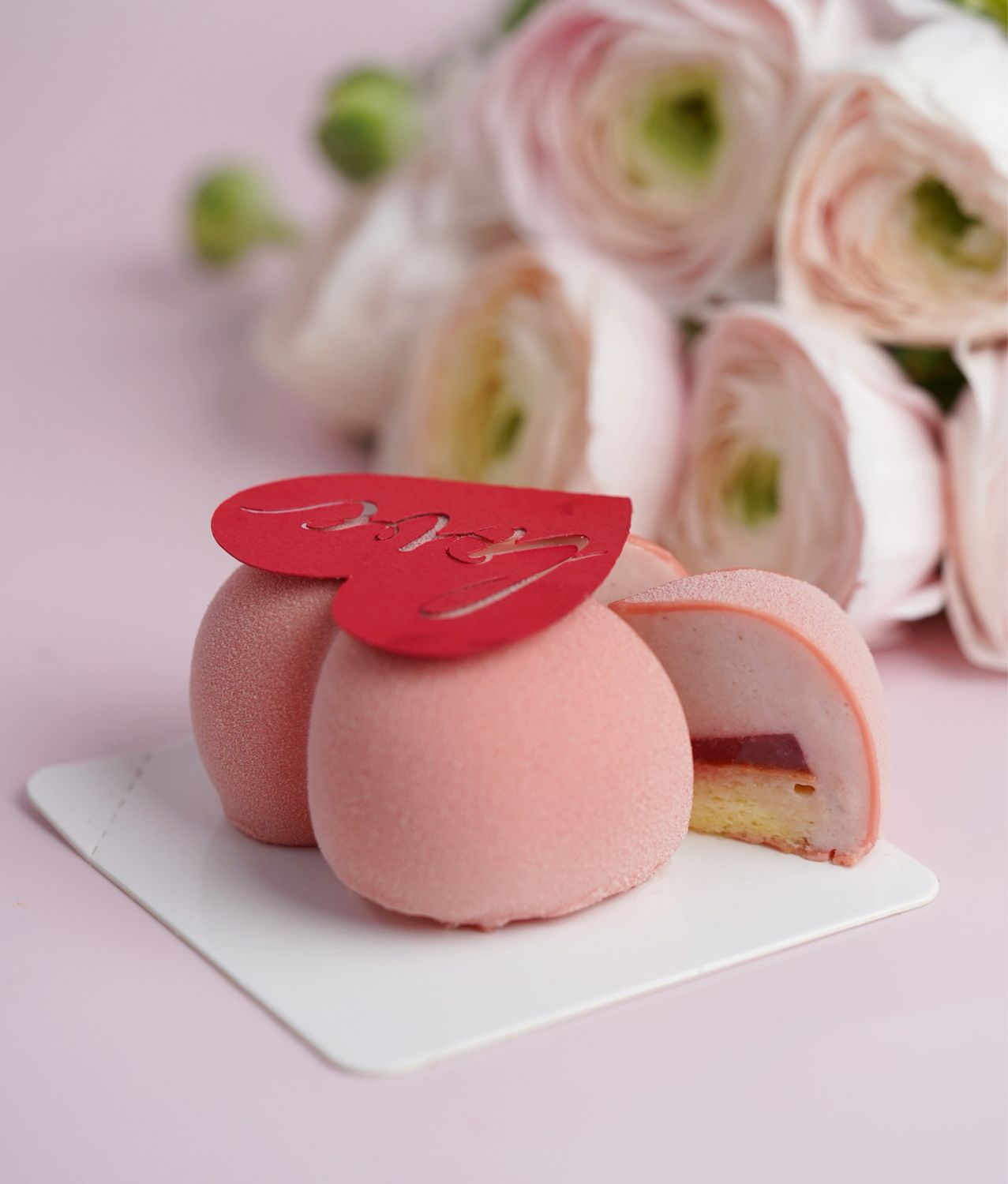 Valentine's Day Rose Raspberry Mousse Cake