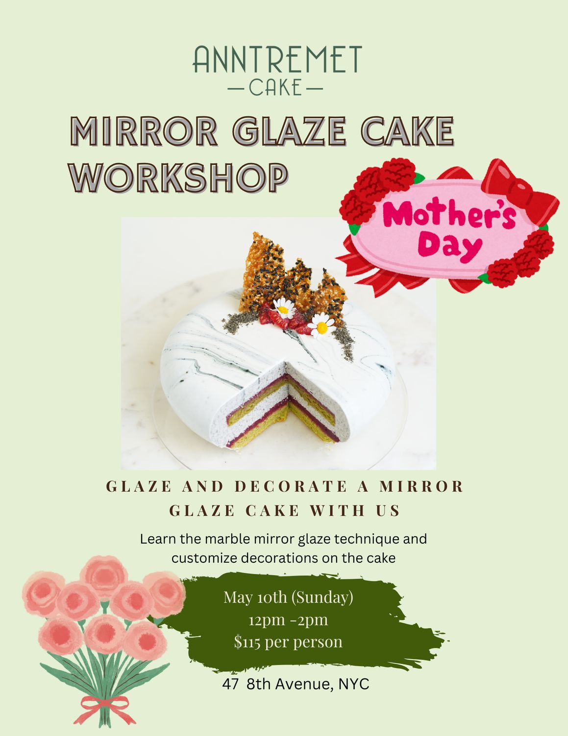 Mirror Glaze Cake Workshop (Mother's Day) May 10th 2026 12pm-2pm