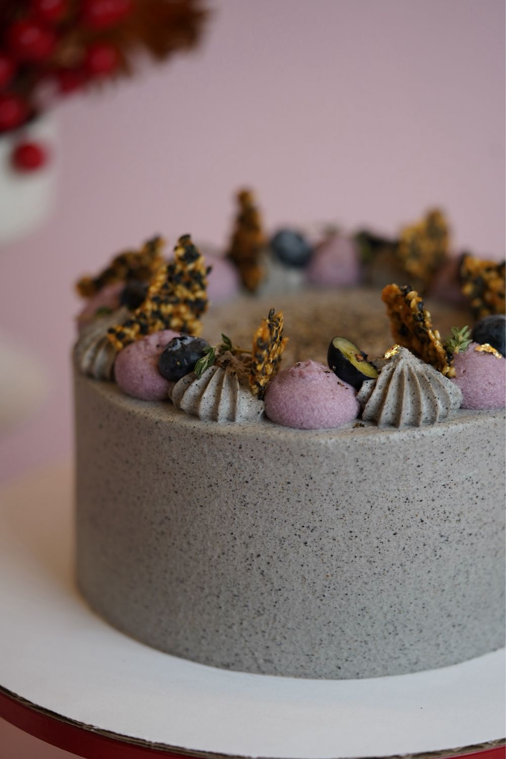 Black Sesame Taro Fresh Cream Cake