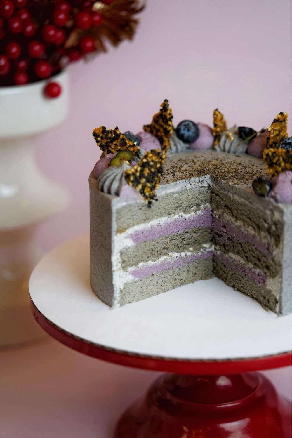 Black Sesame Taro Fresh Cream Cake