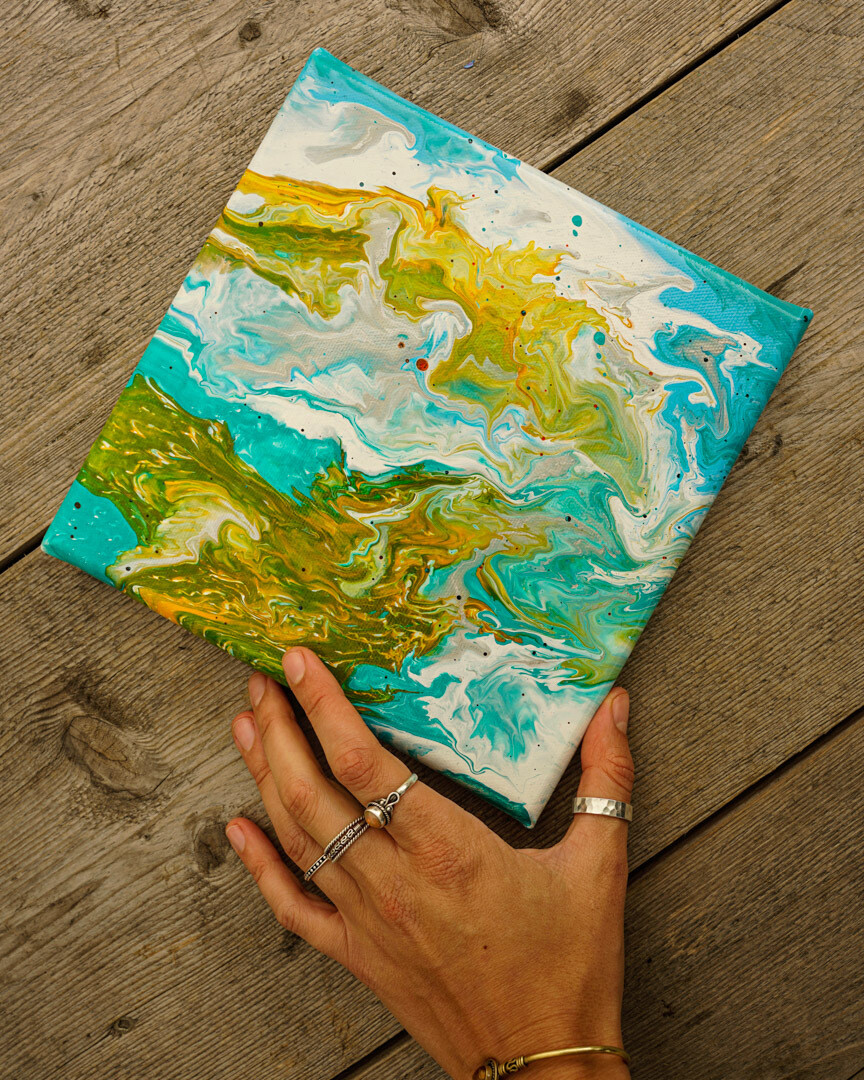 Turquoise Waters - Zero Waste Fluid Acrylic Canvass