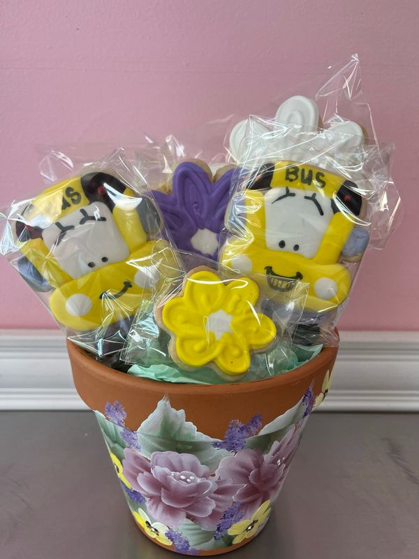 Bus Driver Cookie Flowerpot