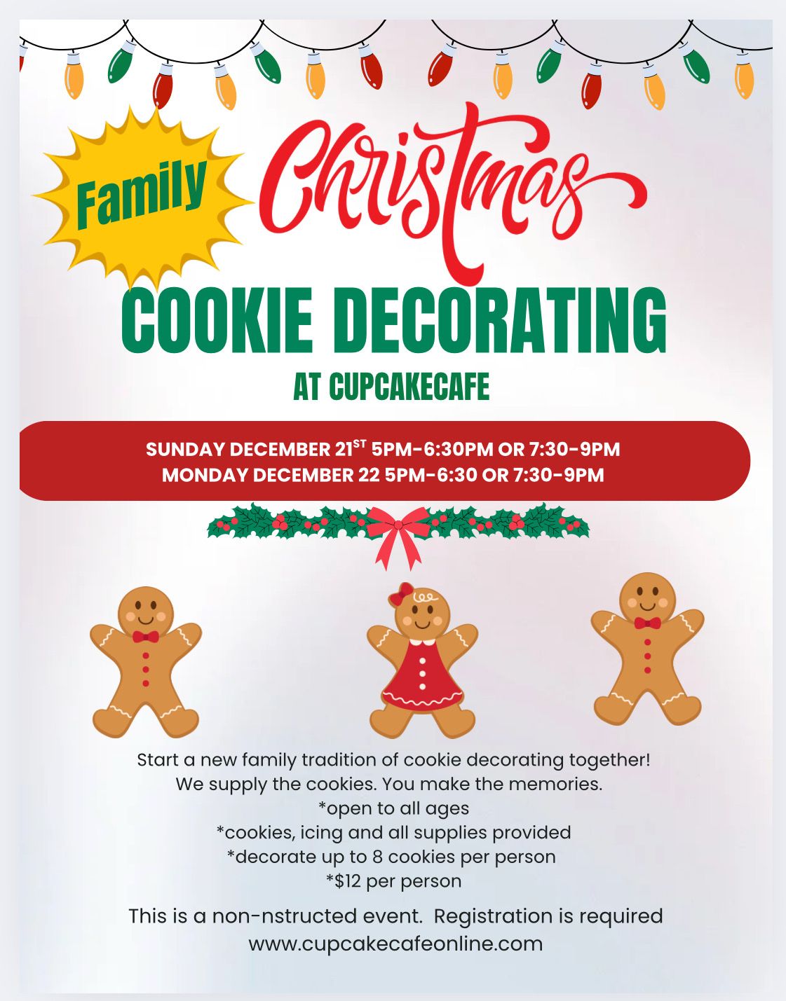 Family Cookie Decorating Sunday December 21st 5-6:30pm