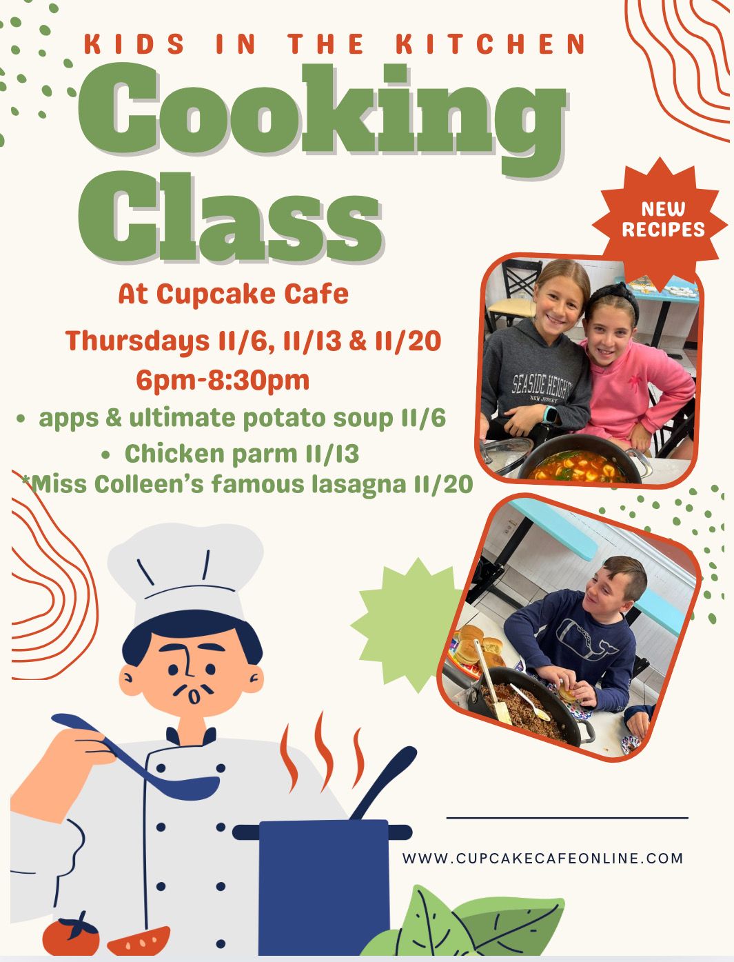 Kids in the Kitchen Thursday Night (11/6, 11/13 & 11/20) 6pm-8:30pm