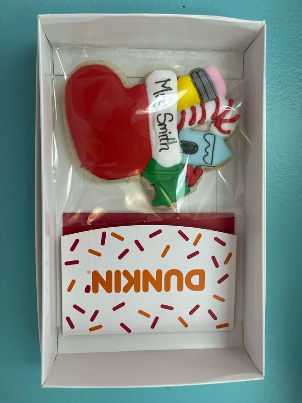 Teacher Or Bus Driver Cookie With $10 Dunkin Or Starbucks Gift Card