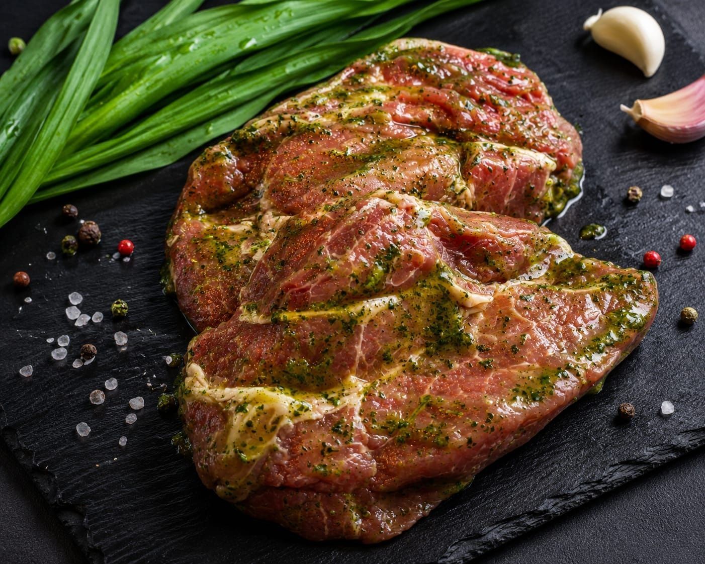 Schweinehals in Bärlauch Marinade