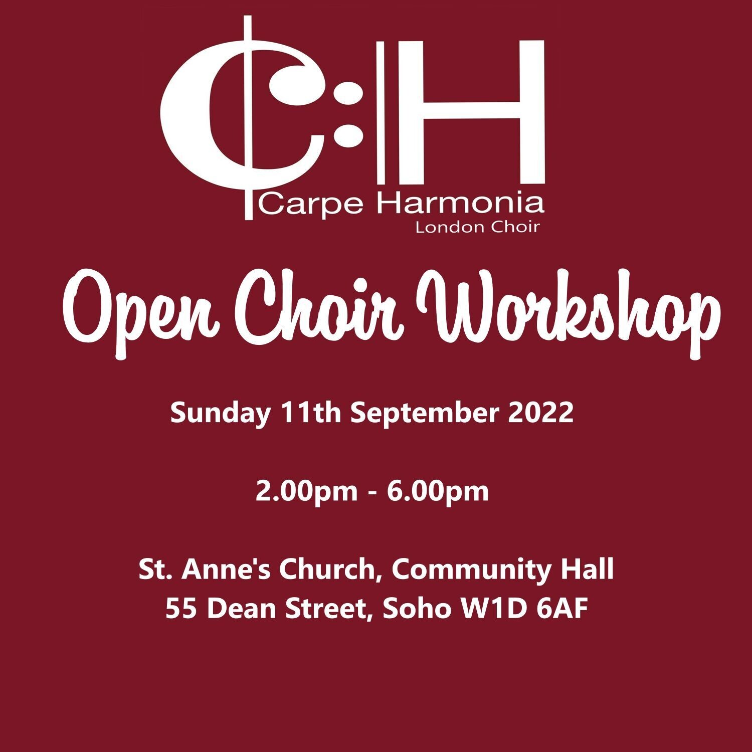 Sunday 11th September- Open Choir Workshop