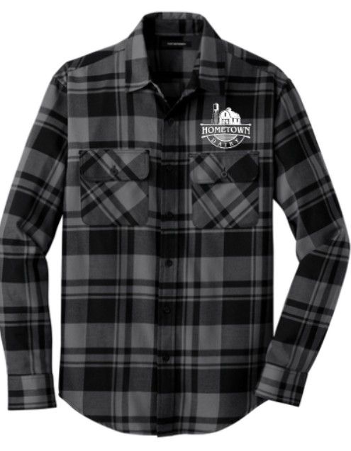 Hometown Dairy Plaid Mens Flannel- Embroidered