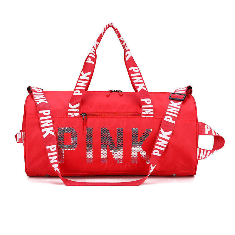 Custom nonbrand logo Pink Duffle bag Waterproof Polyester Gym Bag For women