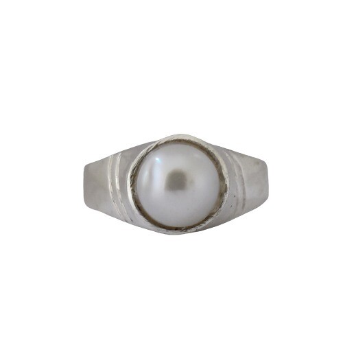 5.25 Ratti White Pearl Silver Plated Ring 100% Certified Original Moti  Gemstone For Man and