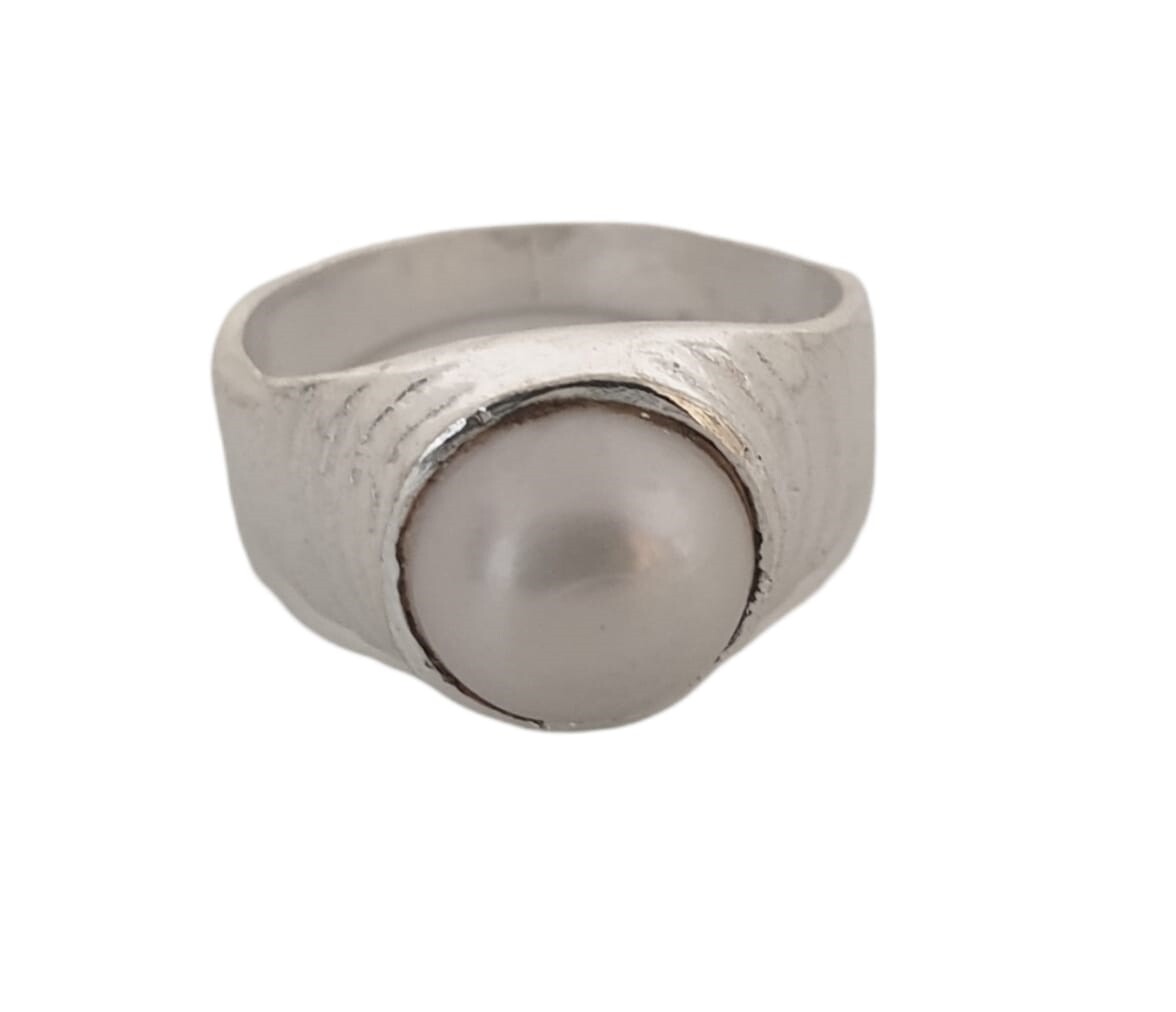 55Carat Natural Sea Pearl Silver Ring for Men 4 Carat Chakra Healing June  Birthstone Size US 4-13|Amazon.com