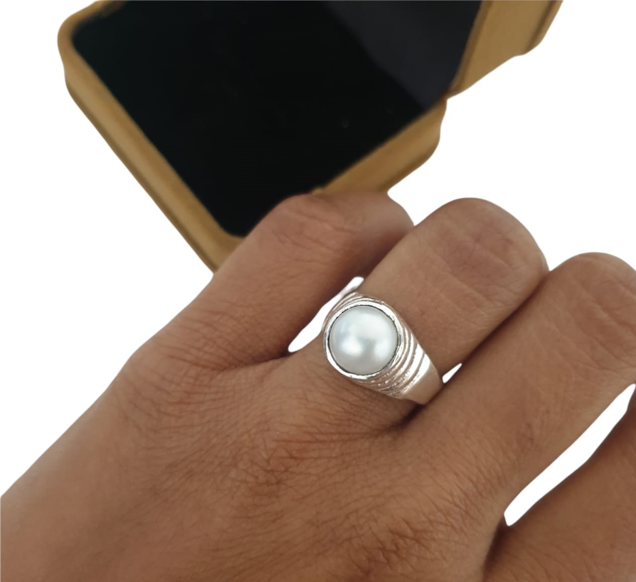 Pearl Silver Ring for Men | Best Shell Pearl, 925 Silver
