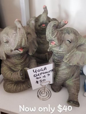 SALE set of 3 large Elephants in yoga poses
