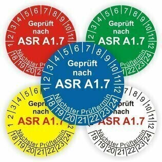 ASR A1.7 - DM 40mm Wartungsetiketten blau, rot, gelb oder grün