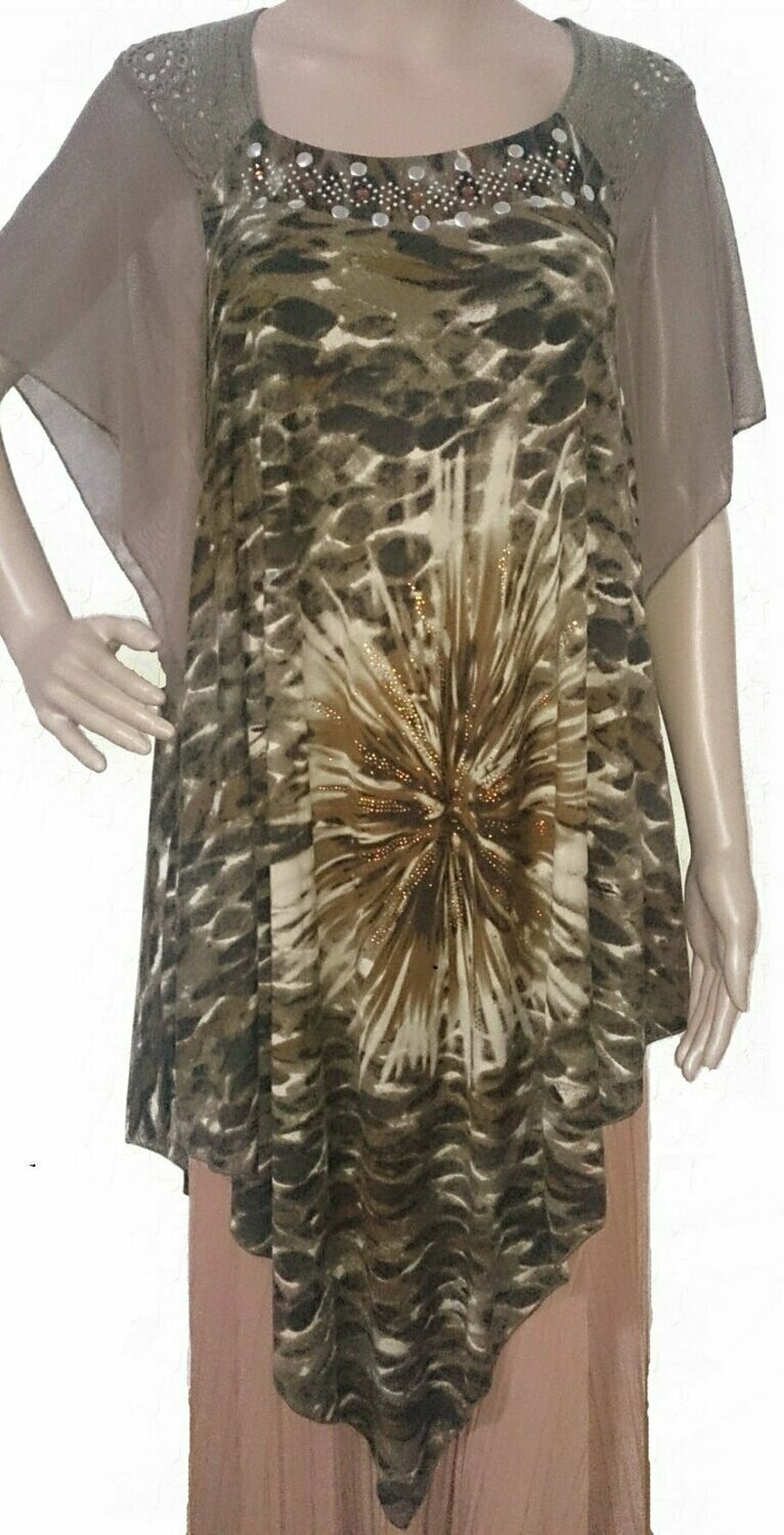 Viskoseshirt mit Häkelborte