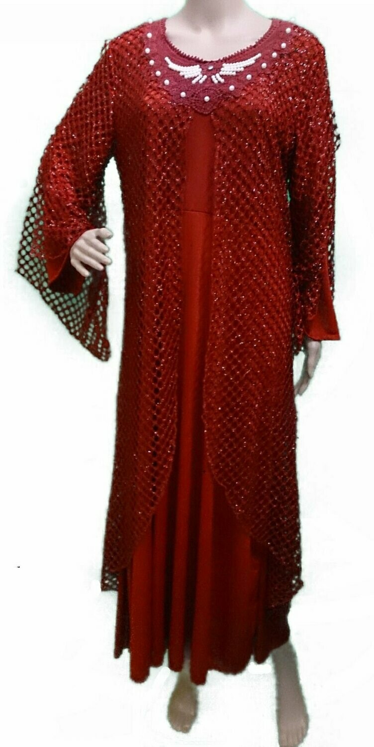 Abaya "Elisa". Dunkelrot. DE-Größe 42/44